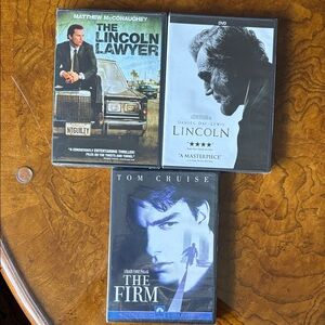 Three DVD’s: The Lincoln Lawyer, Lincoln, The Firm (NEW)